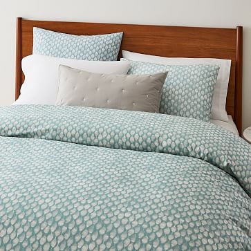 Organic Percale Stamped Dot Duvet, King/Cal. King Set, Frost Gray - Image 2