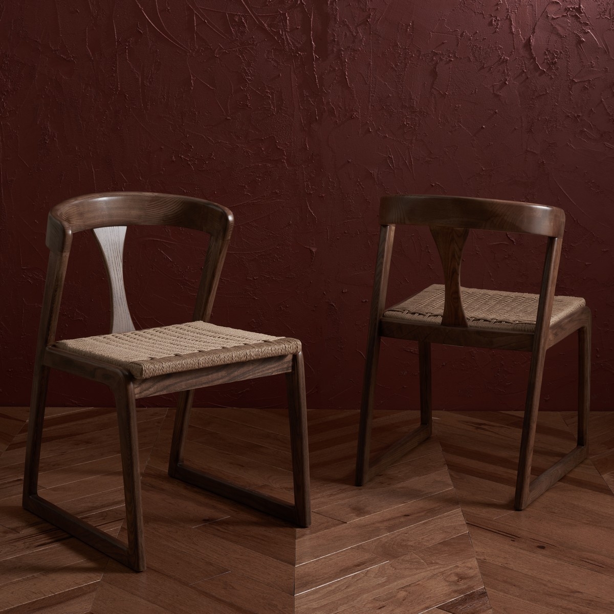 Jamal Woven Dining Chair - Walnut/Natural - Image 9