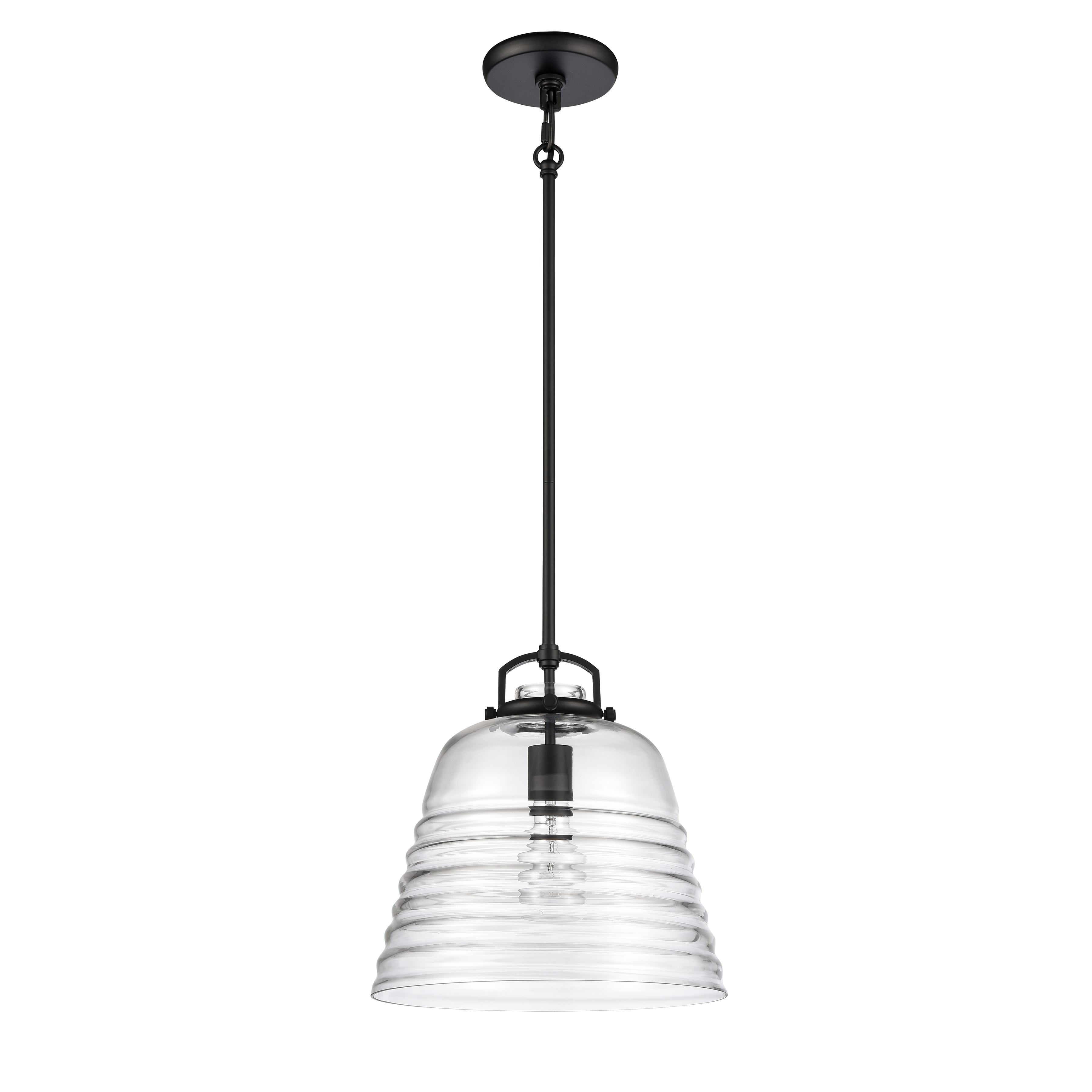 Current 12'' Wide 1-Light Pendant - Matte Black - Image 1