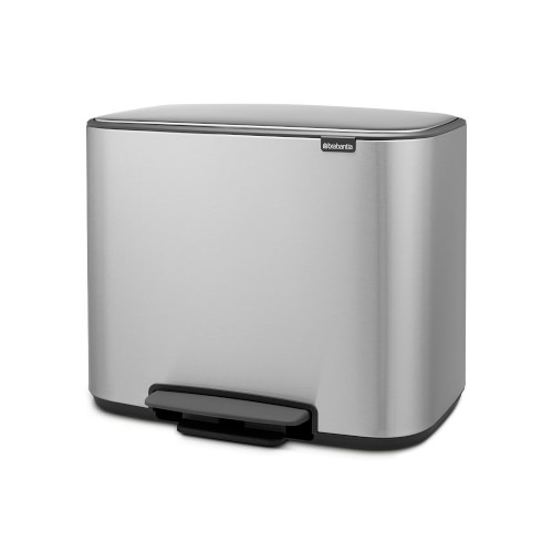 Brabantia Bo Step On Dual Compartment Recycling Trash Can, 3x6 Gallon, Matte Steel Fingerprint Proof - Image 0