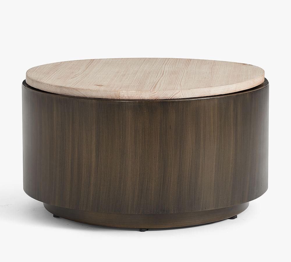 Gilman Round Storage Coffee Table, Desert Pine, 30"L - Image 0