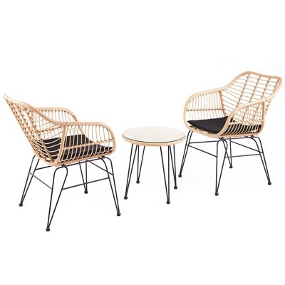 Wicker/Rattan 2 - Person Seating Group With Cushions - Image 0