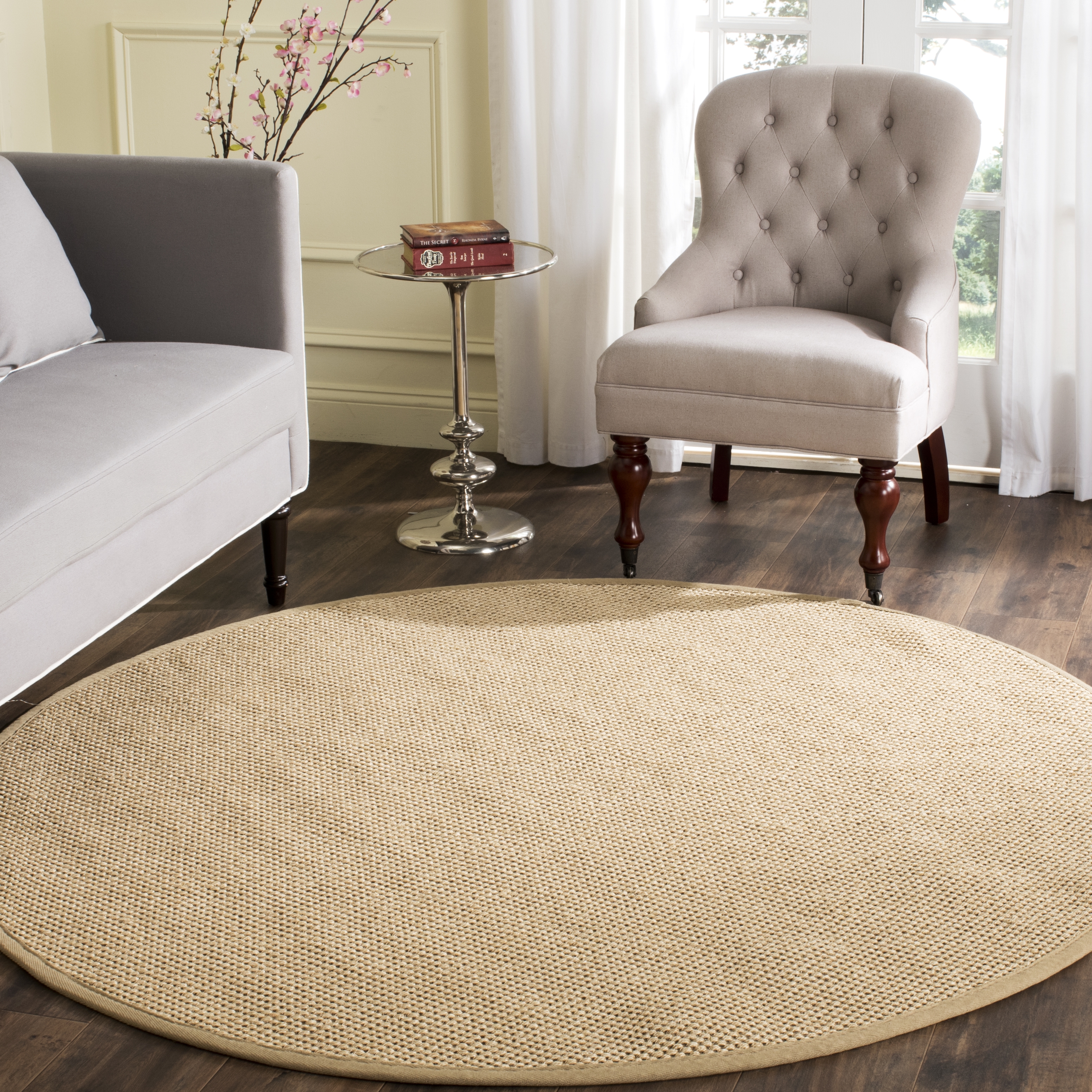 Arlo Home Woven Area Rug, NF141B, Maize/Linen,  6' X 6' Round - Image 1