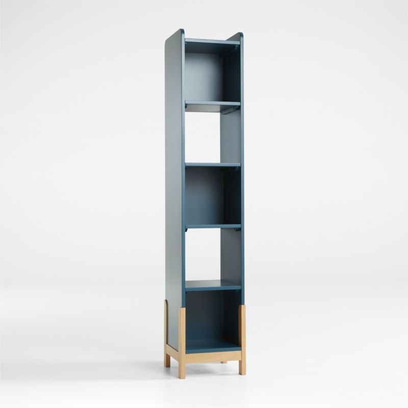 Rue Midnight Blue Wood 5-Shelf Narrow Bookcase - Image 1