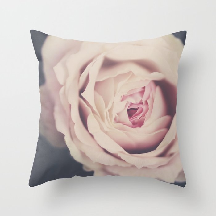 French Pink Rose Flower - Nature Flower Photography By Ingrid Beddoes Throw Pillow by Ingrid Beddoes Photography - Cover (18" x 18") With Pillow Insert - Outdoor Pillow - Image 0