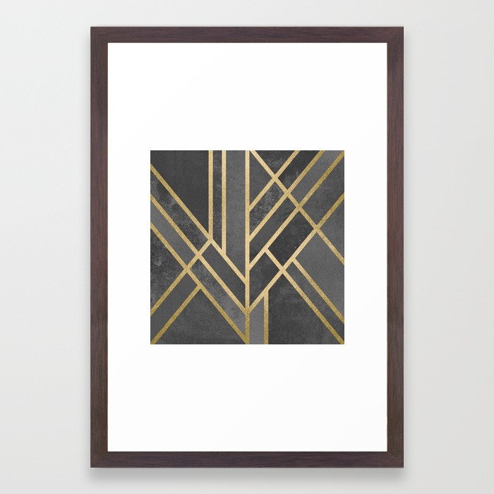 Art Deco Geometry 1 Framed Art Print by Elisabeth Fredriksson - Conservation Walnut - Small 13" x 19"-15x21 - Image 0
