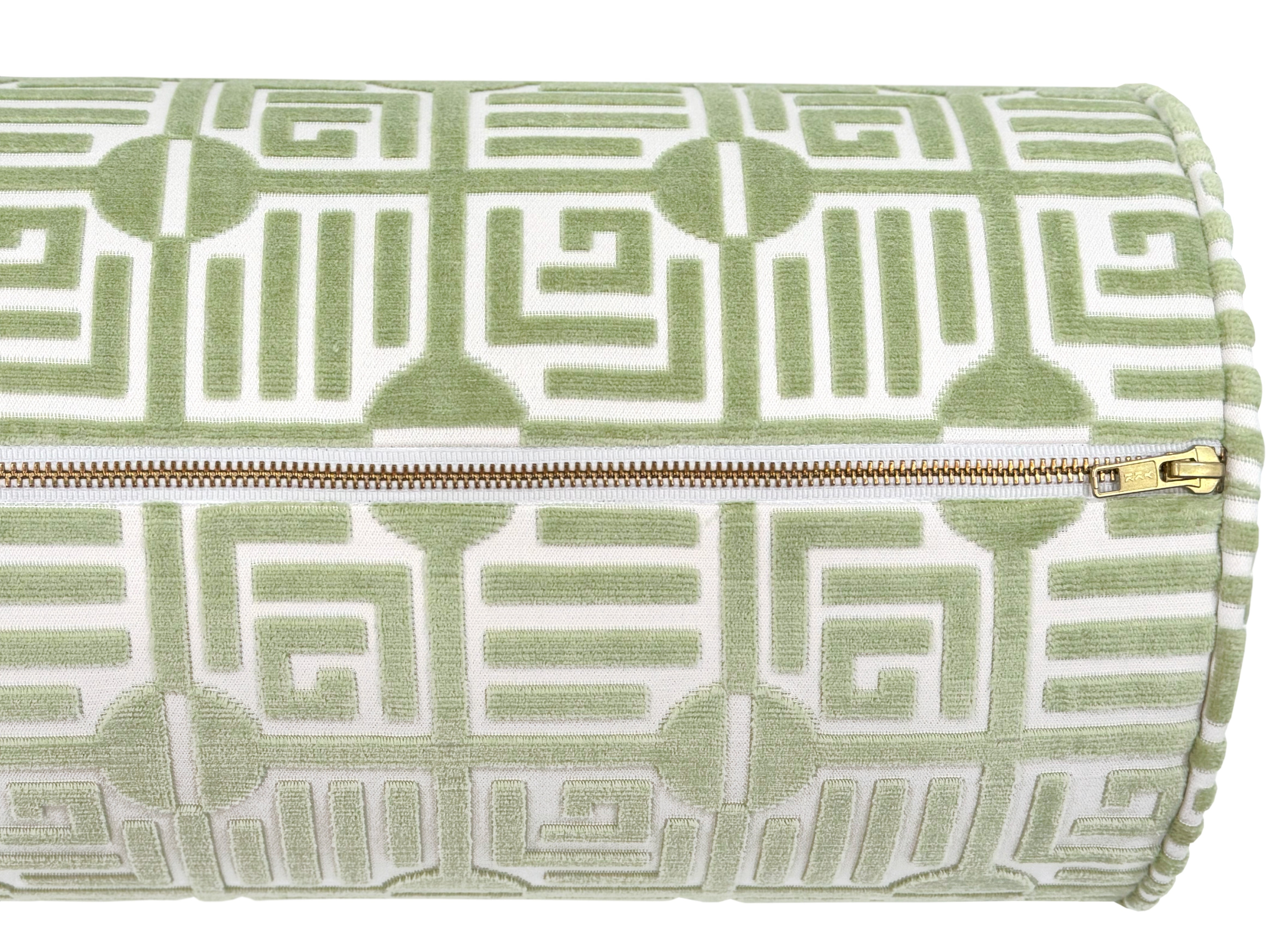 THE BOLSTER :: LABYRINTH VELVET // SAGE | THIBAUT - TWIN // 9" X 24" - Image 1