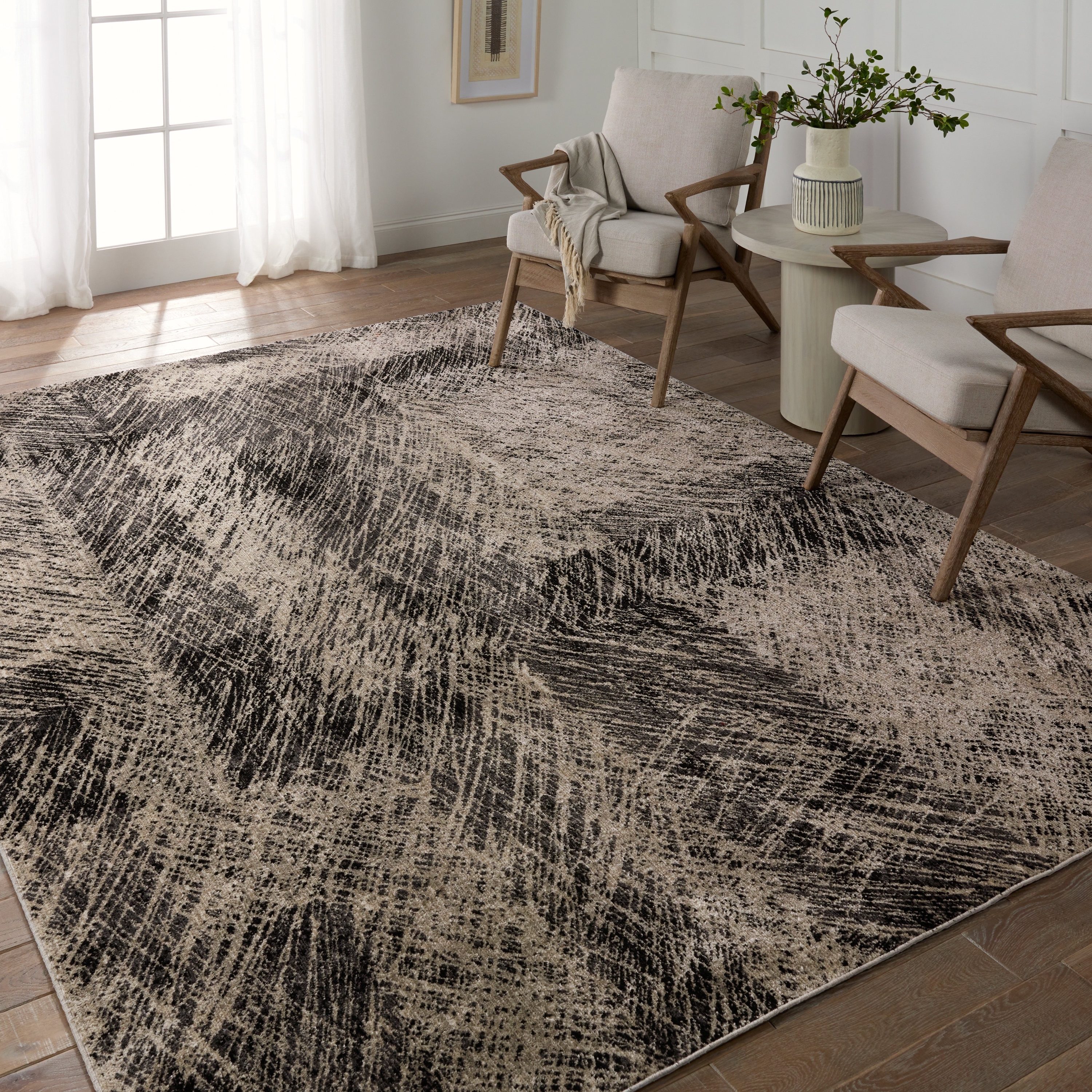 Dairon Abstract Black/ Taupe Area Rug (8'X10') - Image 4
