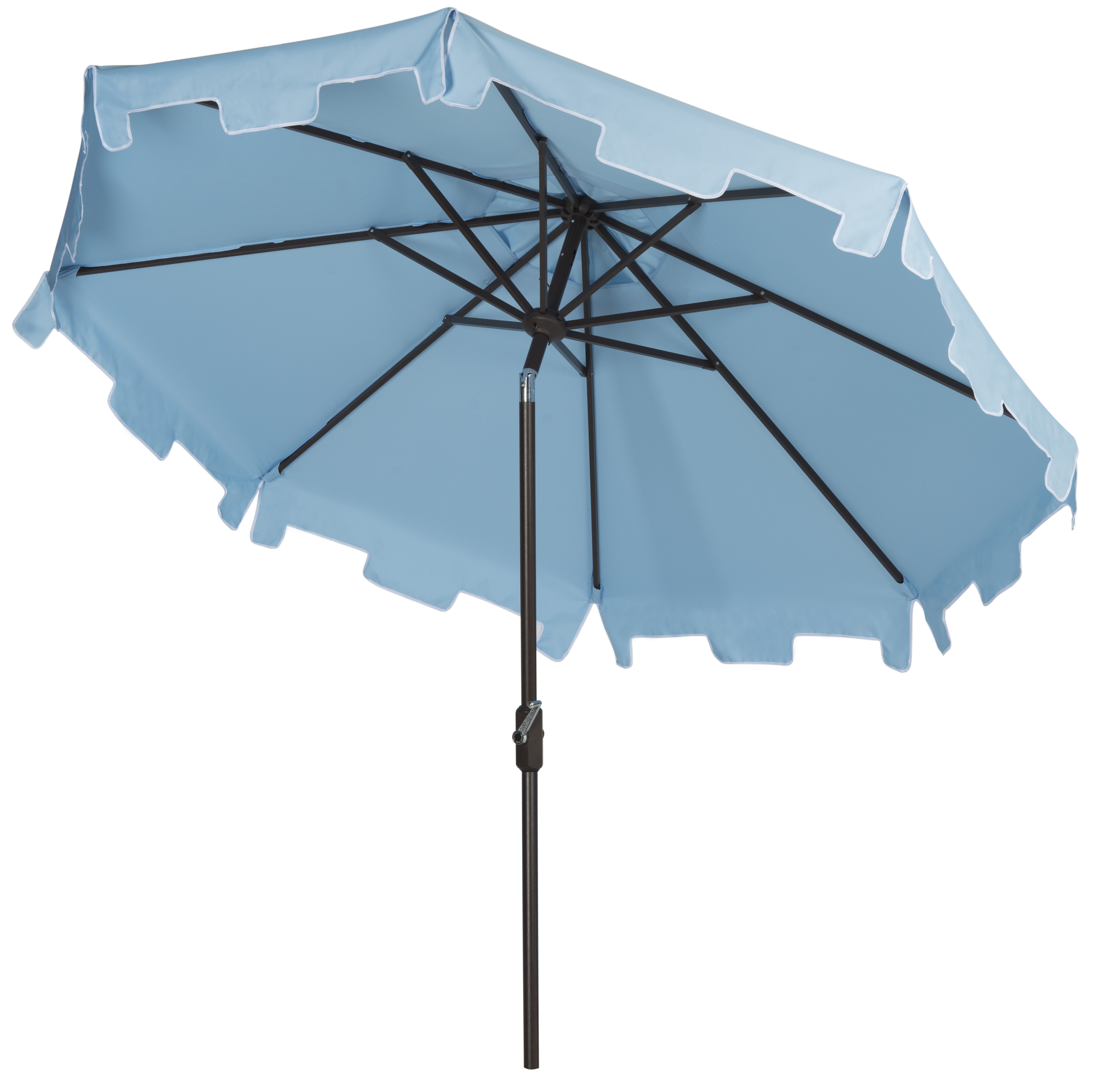 Uv Resistant Zimmerman 9 Ft Crank Market Push Button Tilt Umbrella With Flap - Blue - Safavieh - Image 1