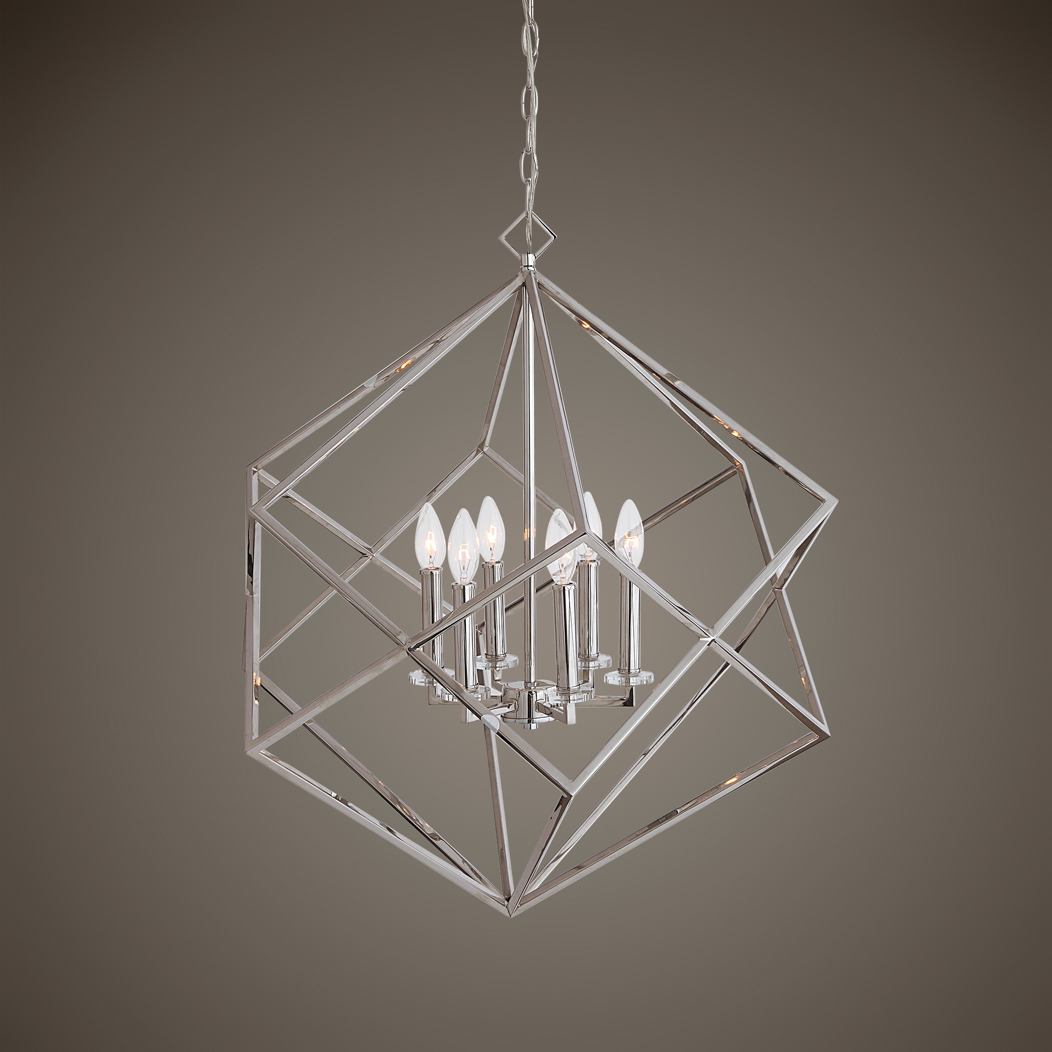 Euclid 6 Light Nickel Cube Pendant - Image 3