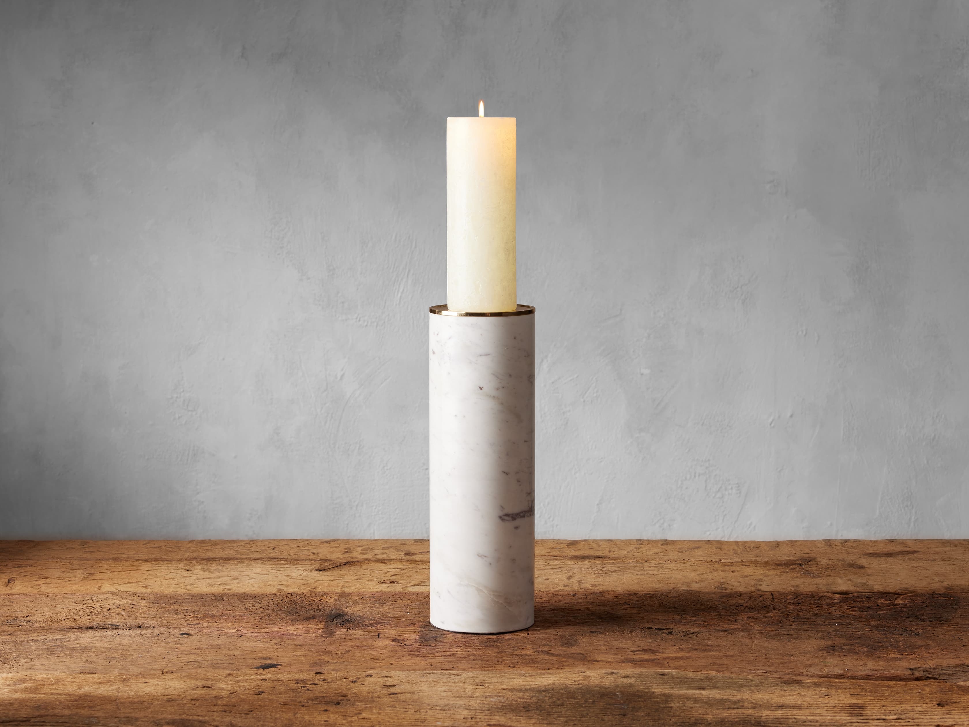 Odeon Pillar Holder in Marble Large White - Image 0