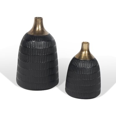 Helme Black/Gold Indoor/Outdoor Metal Table Vase - Image 0