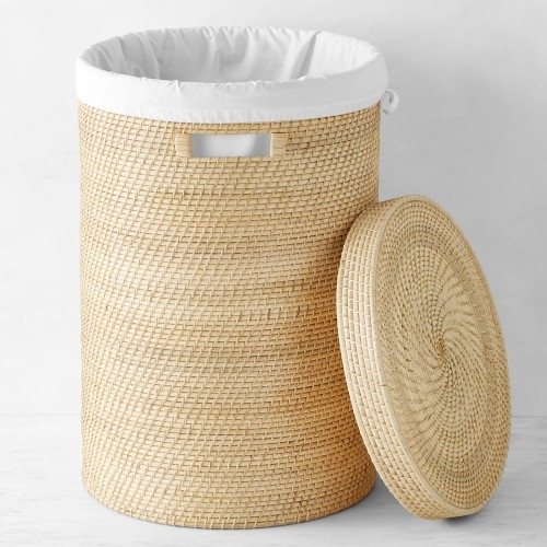 Hold Everything Rattan Laundry Baskets, Tall, Large - Image 0