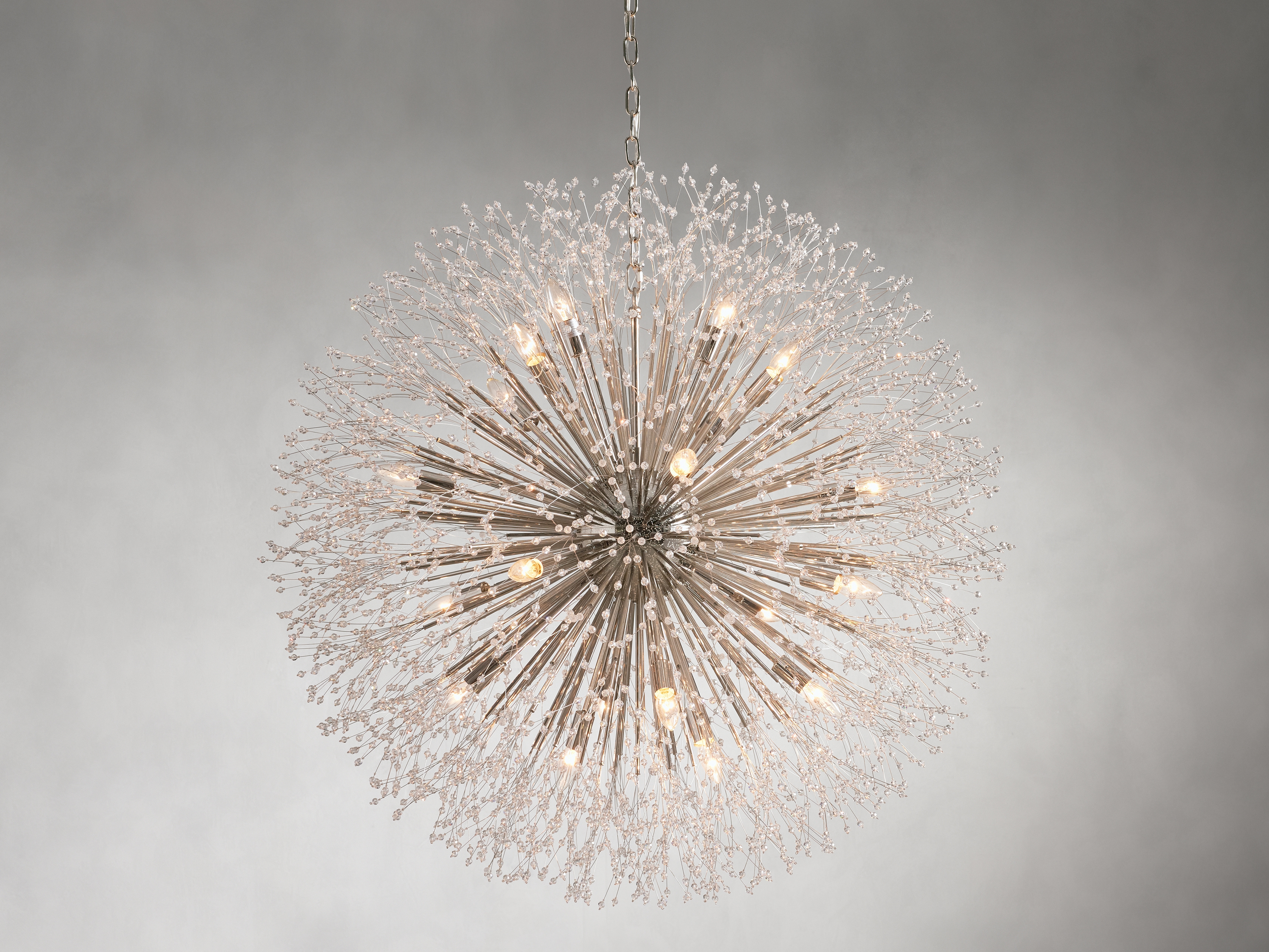 Dandelion Round Chandelier in Glass 43" Silver   - Image 0