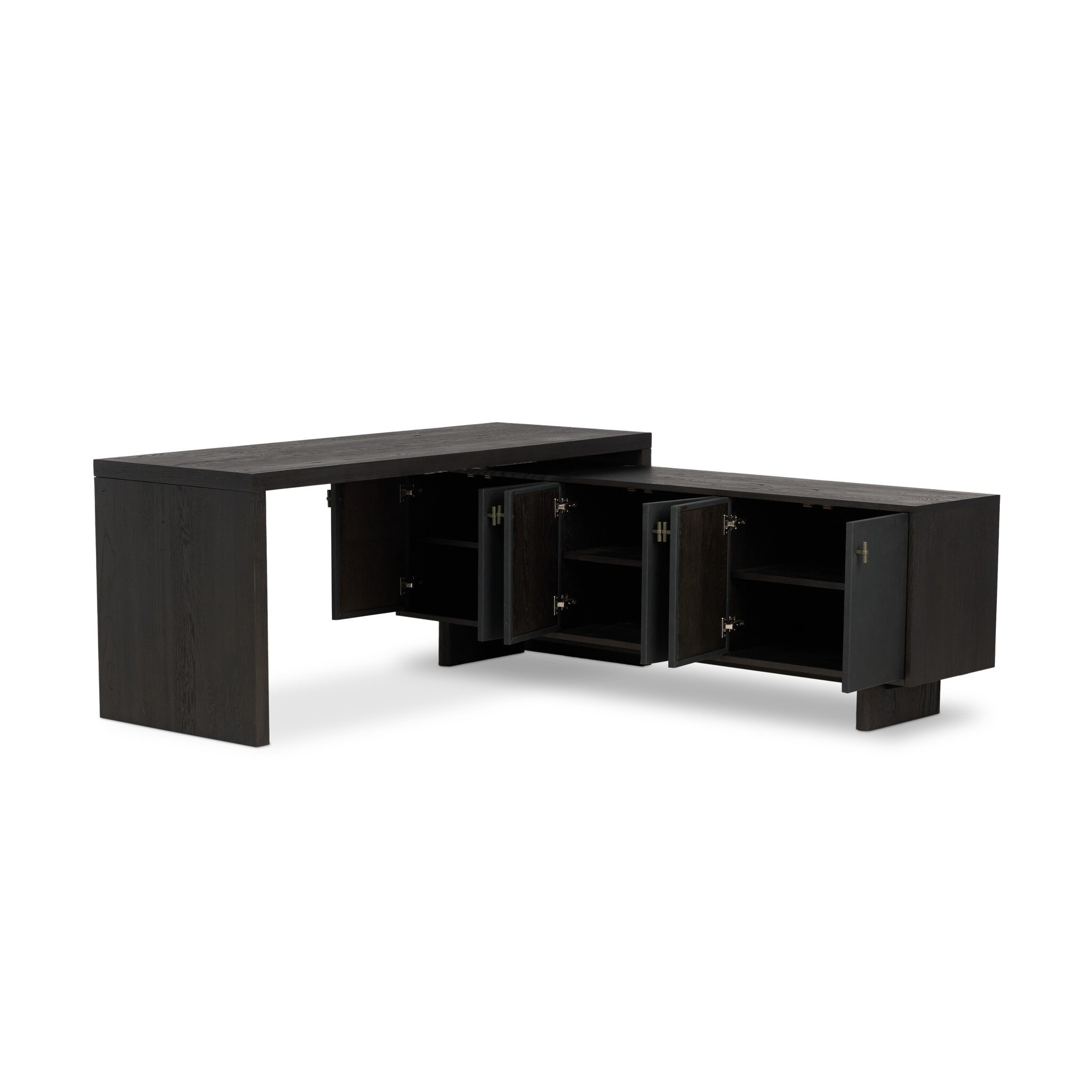 Posada L-Shaped Desk - Worn Black Oak Veneer - Image 7
