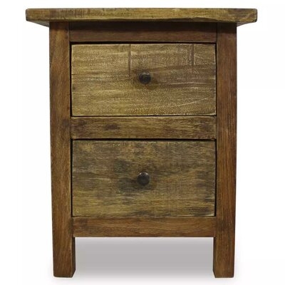 Bonny 2 - Drawer Solid Wood Nightstand in Brown - Image 0