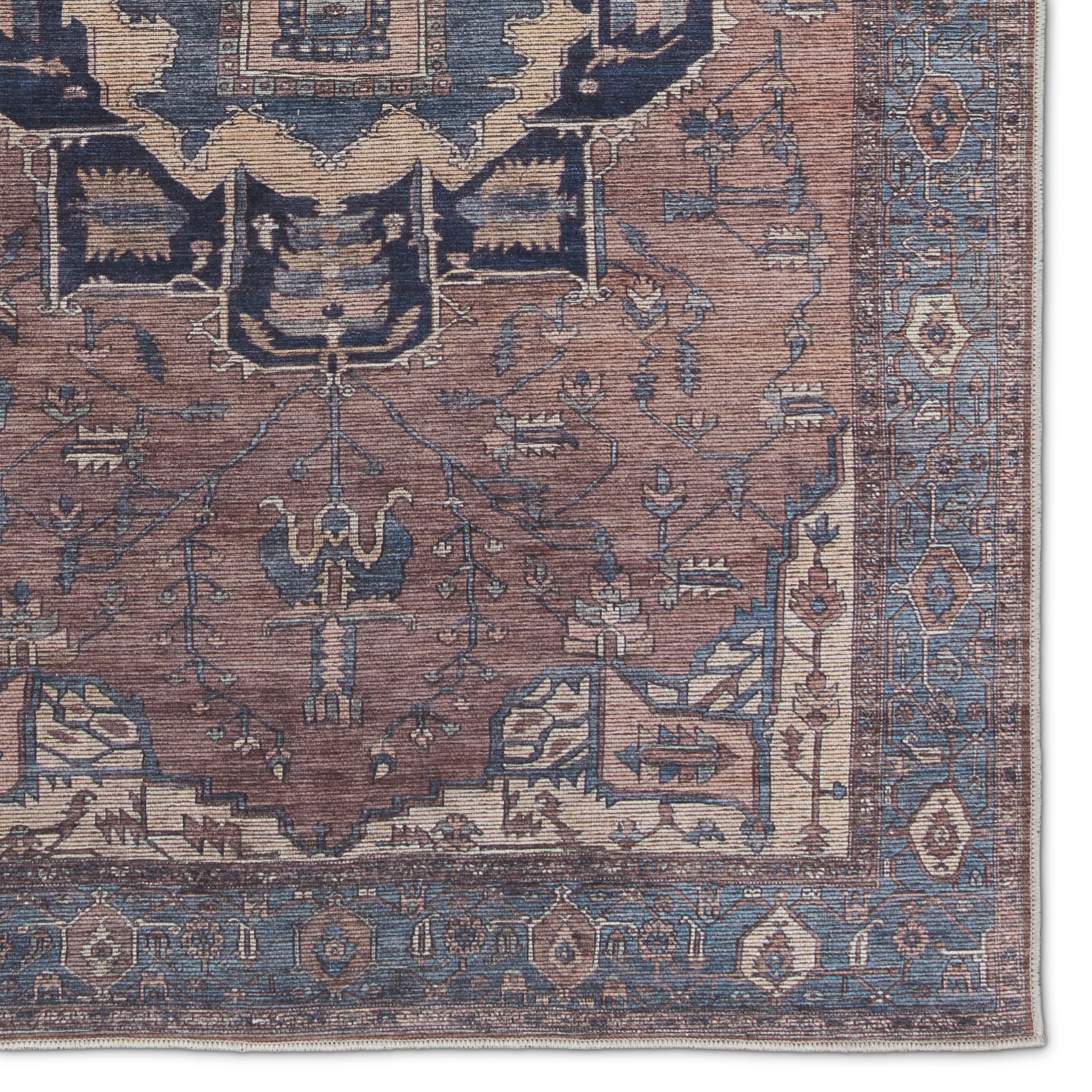 Vibe by Barrymore Medallion Blue/ Dark Brown Area Rug (10'6"X14') - Image 3