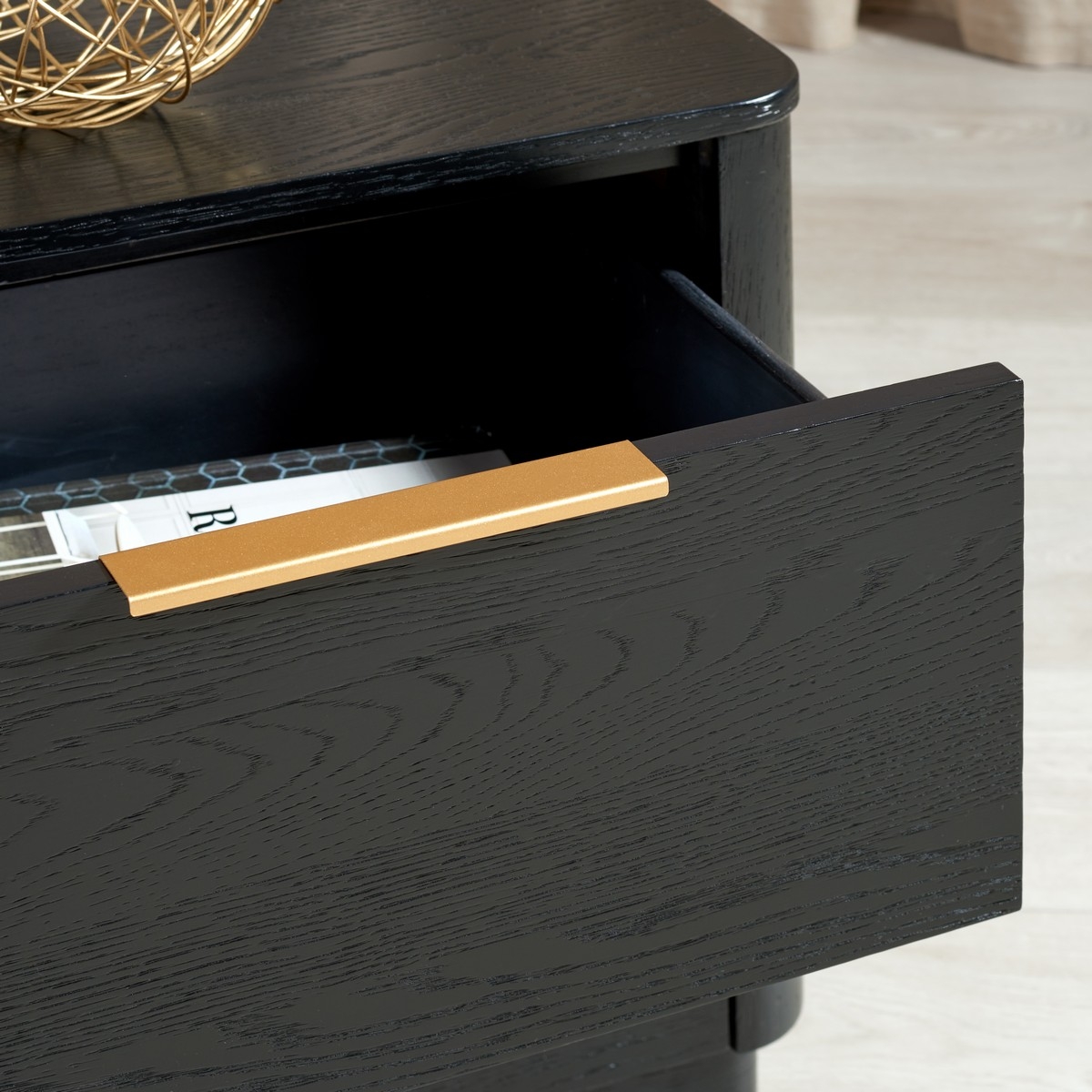 Gabrietta 2 Drawer Wood Nightstand - Black - Image 3