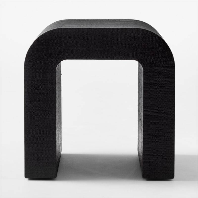 Horseshoe Black Lacquered Linen Side Table - Image 0