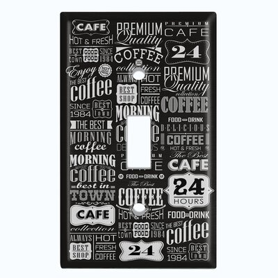 Metal Light Switch Plate Outlet Cover (Coffee Diner Sign Black White - Single Toggle) - Image 0