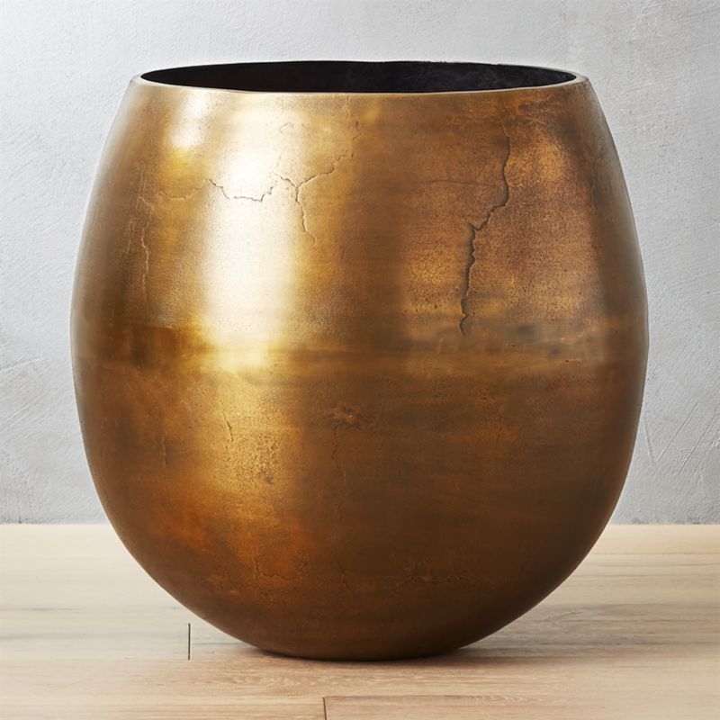 Rough Cast Brass Metal Indoor Planter Small - Image 5