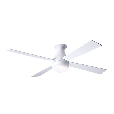 52" 4 - Blade LED Flush Mount Ceiling Fan with Wall Control and Light Kit Included - Image 0