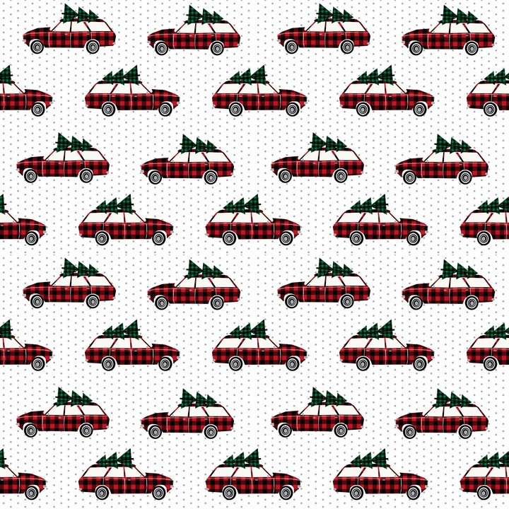 Plaid Station Wagon Suv Christmas Tree Vintage Inspired Christmas Pattern Throw Pillow by Charlottewinter - Cover (16" x 16") With Pillow Insert - Outdoor Pillow - Image 1