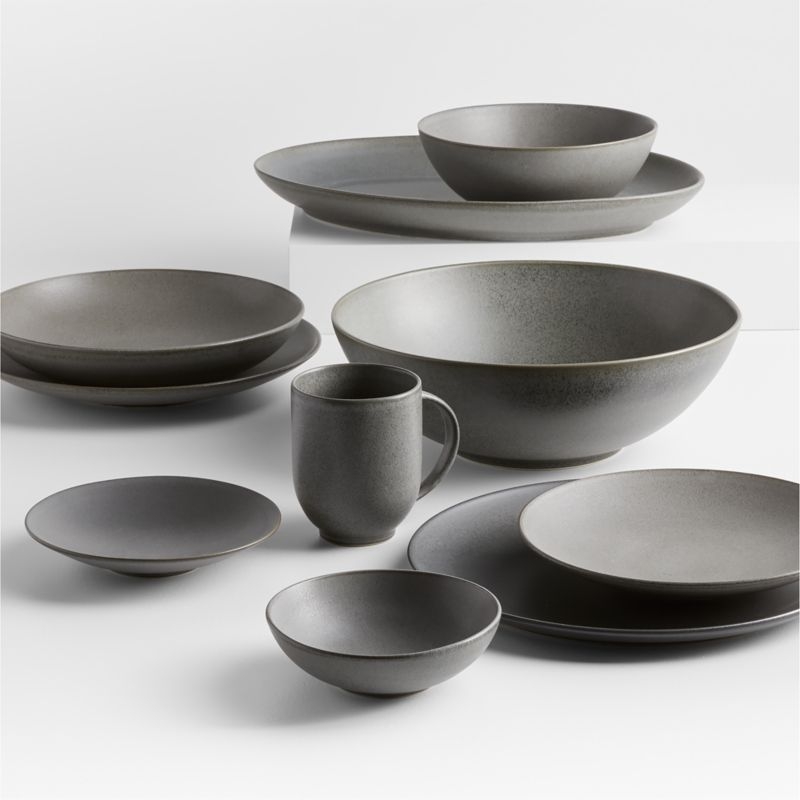 Craft Charcoal Flat Dinner Plates, Set of 8 - Image 1