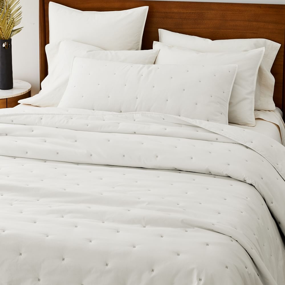 Organic Washed Cotton Quilt, Full/Queen Set, White - Image 0