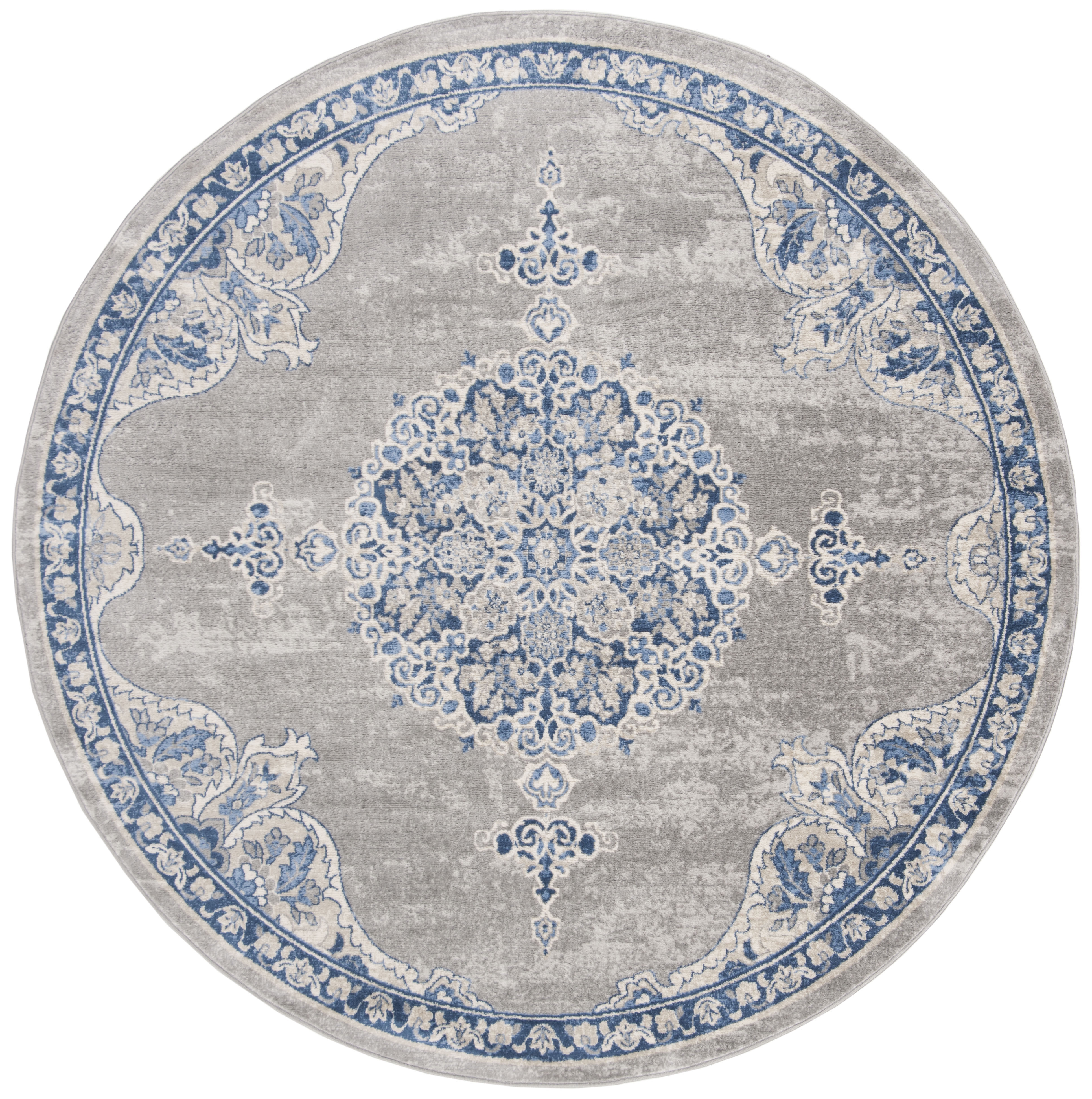 Arlo Home Woven Area Rug, BNT867G, Light Grey/Blue,  6' 7" X 6' 7" Round - Image 0
