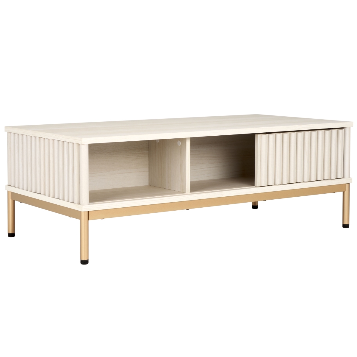 Lylia 2 Door Coffee Table - Bleached White / Gold - Safavieh - Image 6