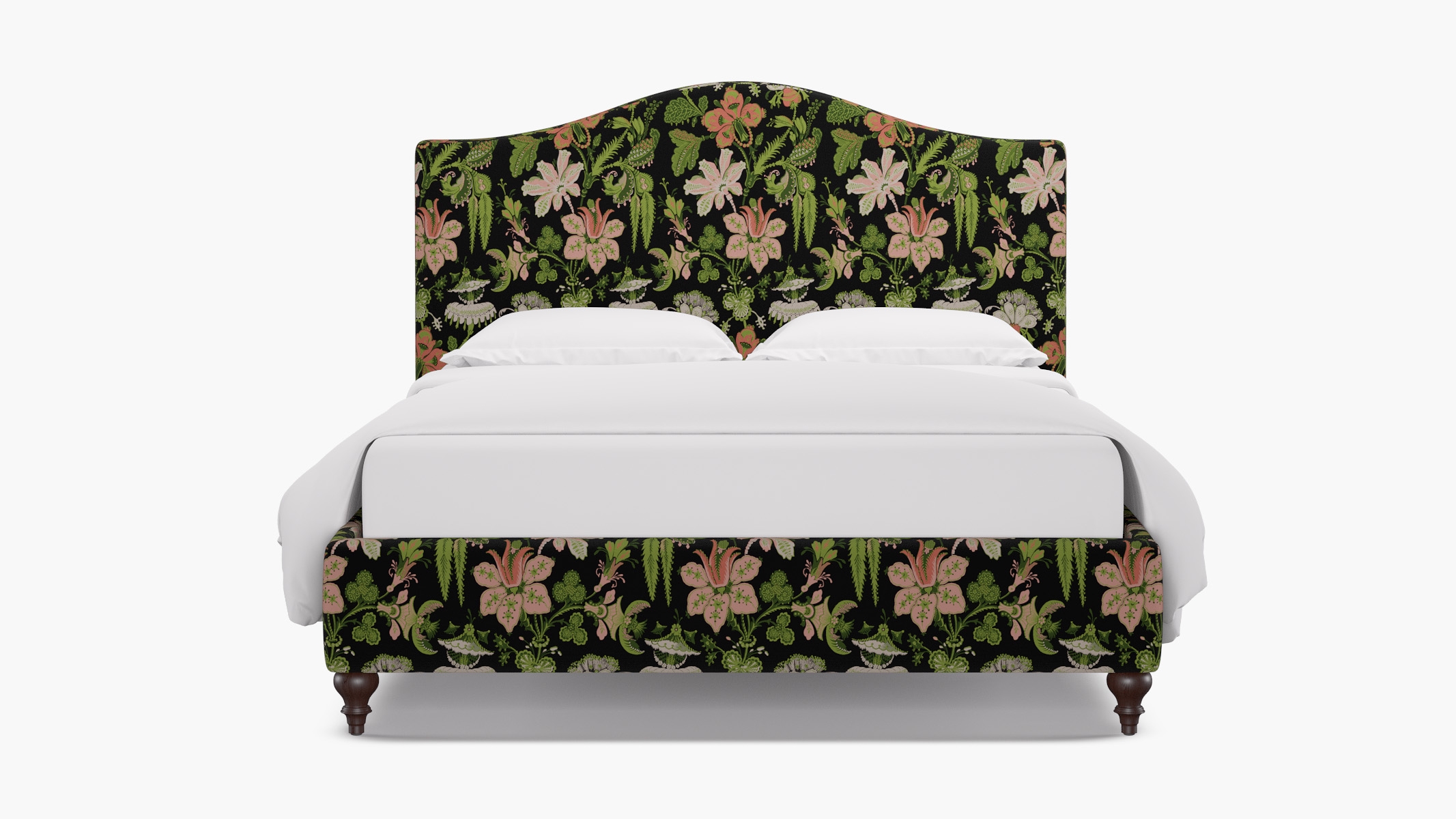 Camelback Bed, Coral Onyx Rossetta, Espresso Traditional Turned Leg, Twin - Image 0