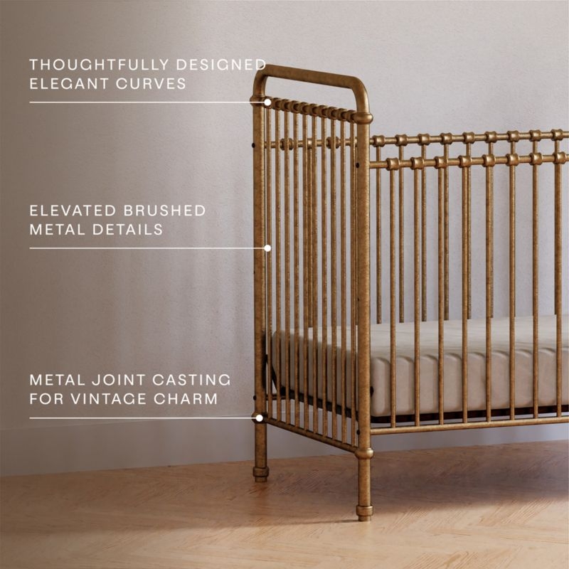 Namesake Abigail Vintage Gold Iron 3-in-1 Convertible Baby Crib - Image 5