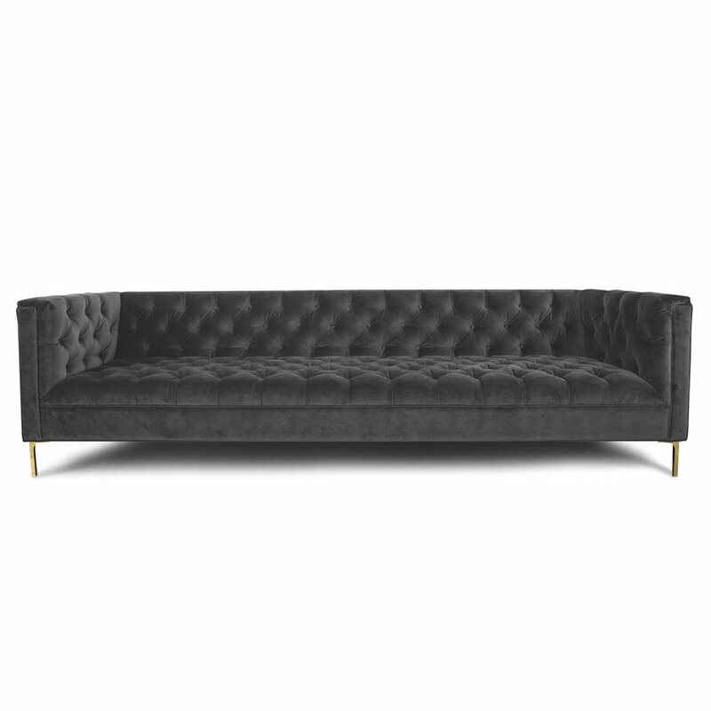  Hollywood Sofa Upholstery: Velvet - Dark Grey - Image 0