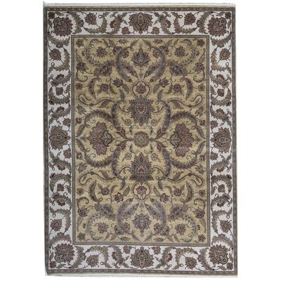 One-of-a-Kind Trinity Hand-Knotted Gold / Ivory 9' x 12'5" Wool Area Rug - Image 0