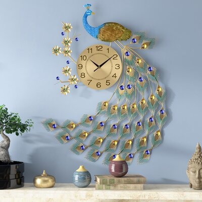 Oversized Shala Peacock Wall Clock - Image 0