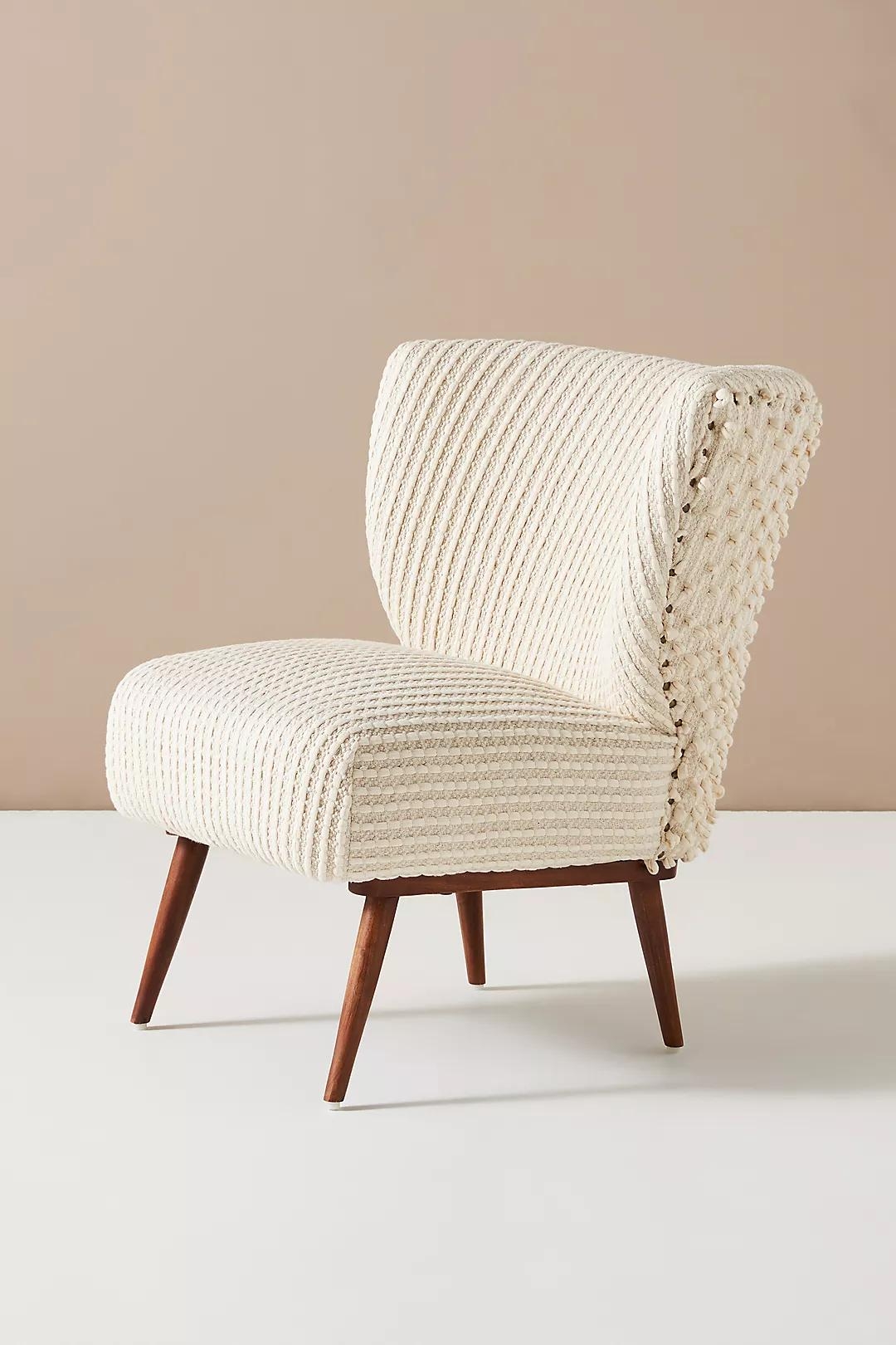 Chunky Woven Petite Accent Chair, Neutral - Image 1