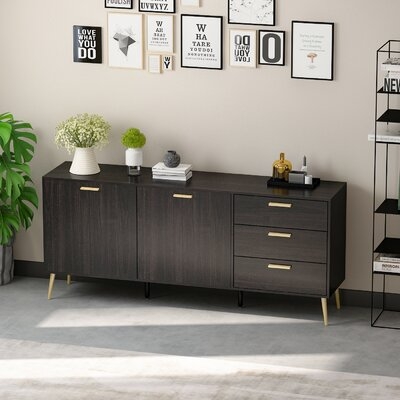 Morden Style 2 Door Cabinet With 3 Drawers 69"W - Image 0