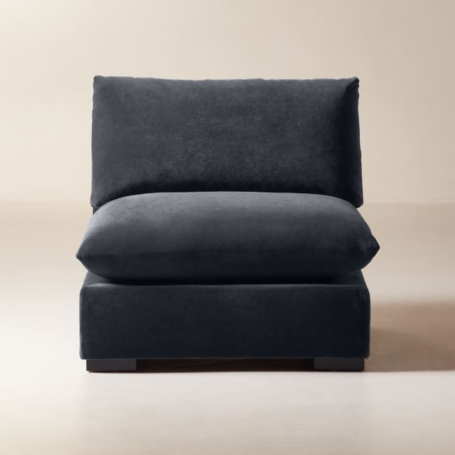 Deseo Charcoal Grey Performance Velvet Standard Depth Armless Chair - Image 0