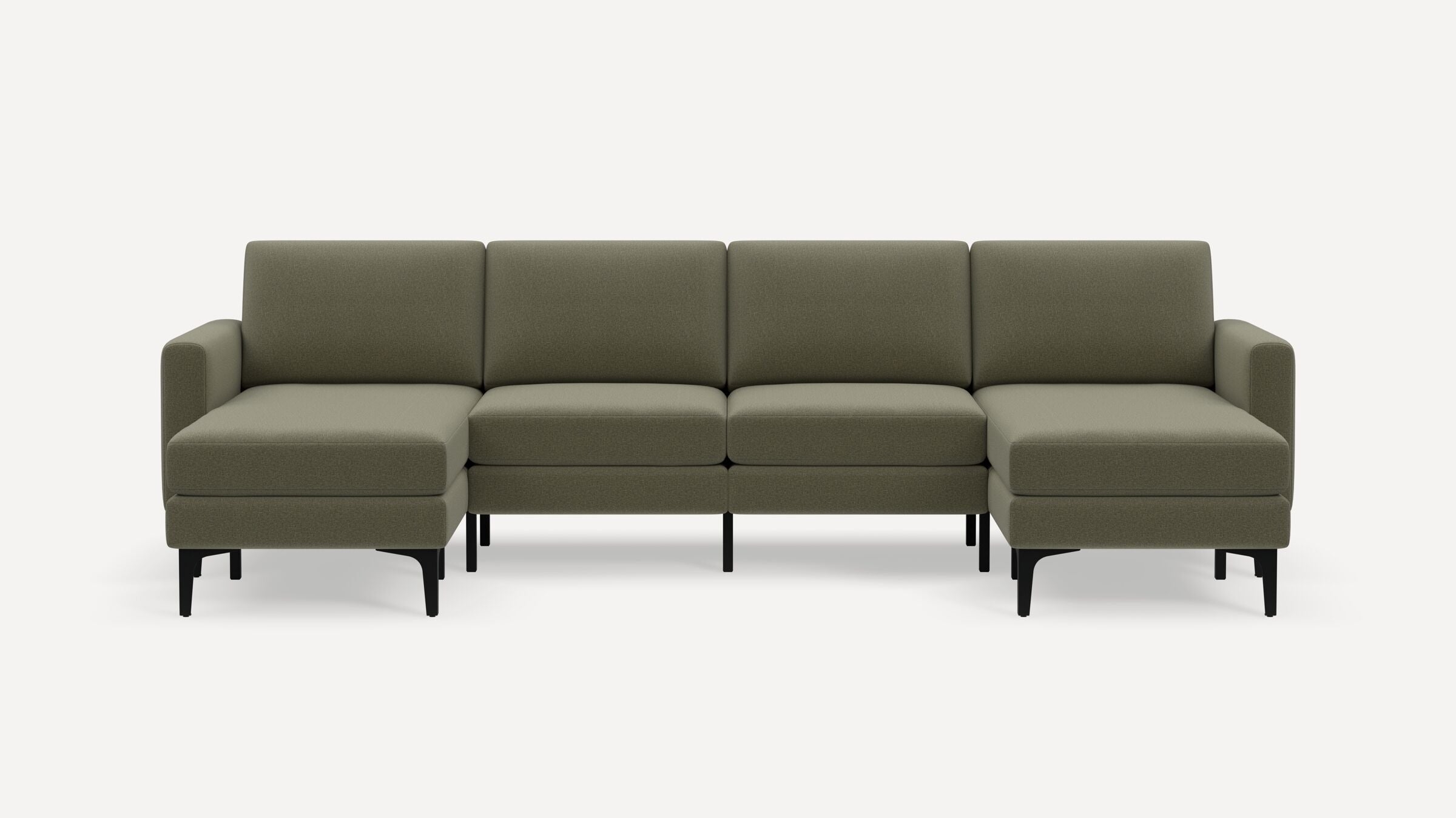 Nomad Double Chaise Sectional - Moss Green - Performance Flatweave / Black - Metal / Block - Image 0