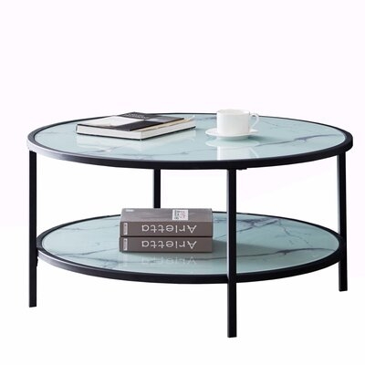 Glass Coffee Table With Large Storage Space Coffee Table - Black - Image 0