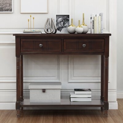 Daisy Series Console Table Traditional Design With Two Drawers And Bottom Shelf Acacia Mangium (Ivory White) - Image 0