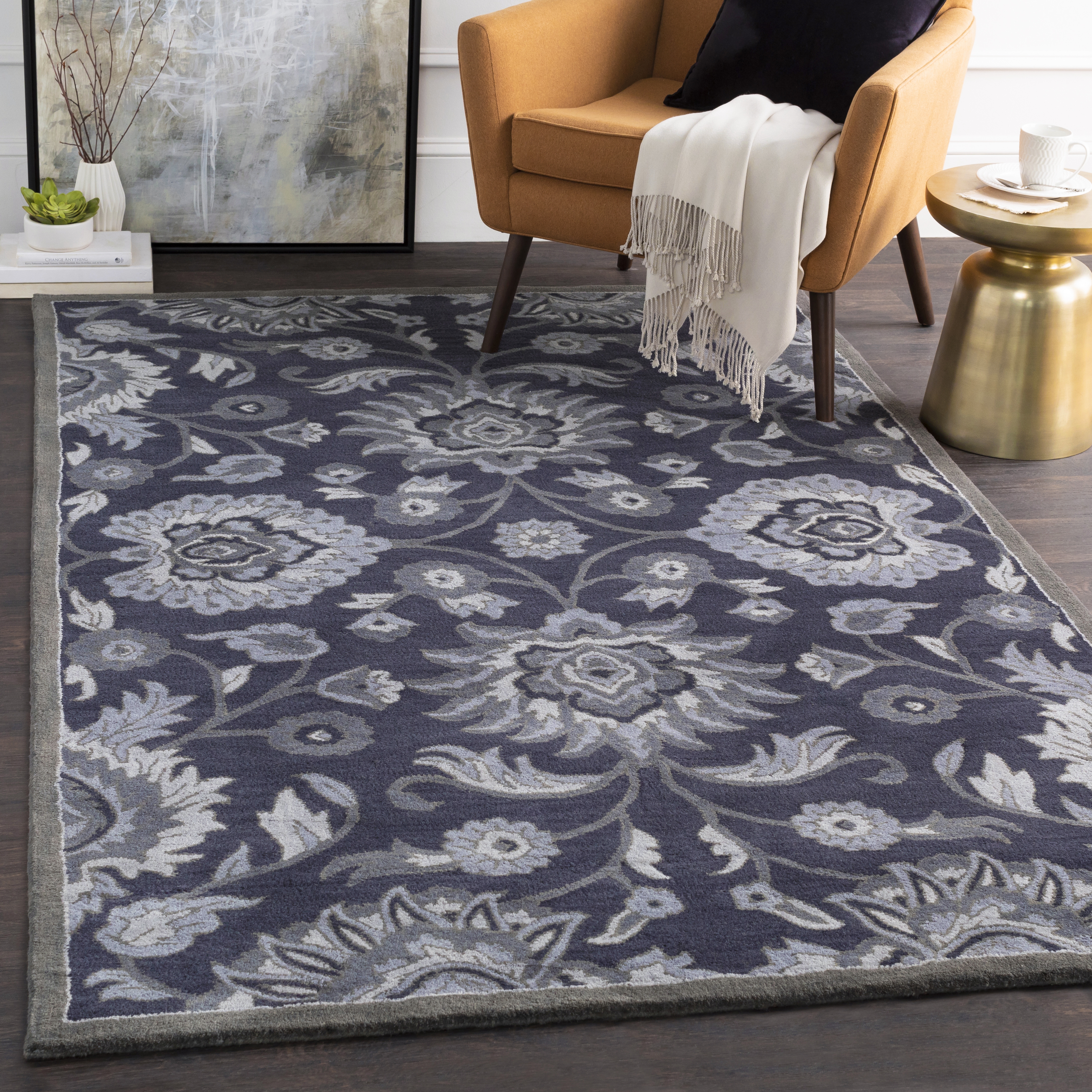 Livabliss Caesar Blue Indoor 8' x 8' Handmade Rug - Image 1