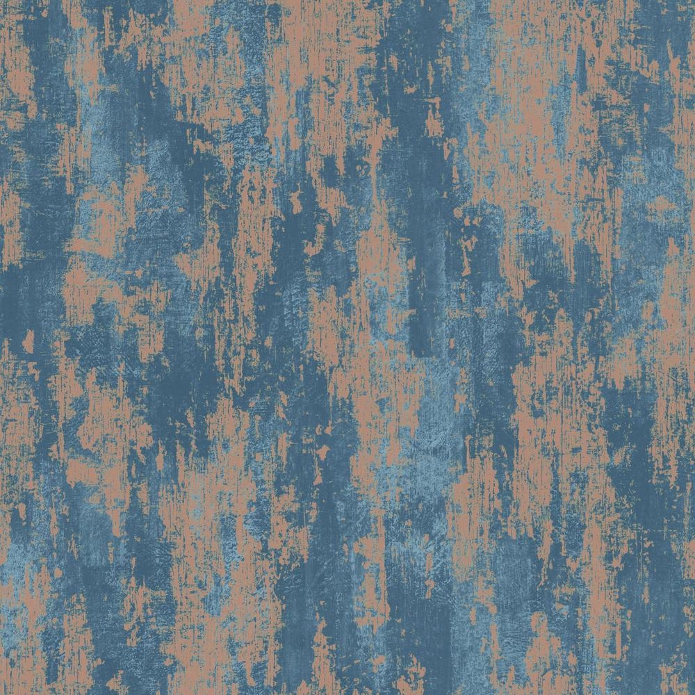 Industrial Texture Blue and Copper Removable Wallpaper Sample, Blue/Brown - Image 0