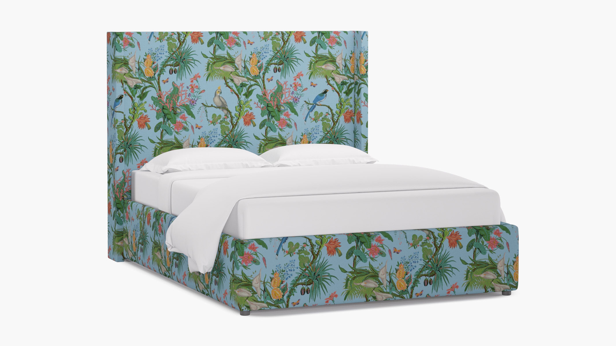 Modern Wingback Bed, Sky Cinque Terra, Queen - Image 1