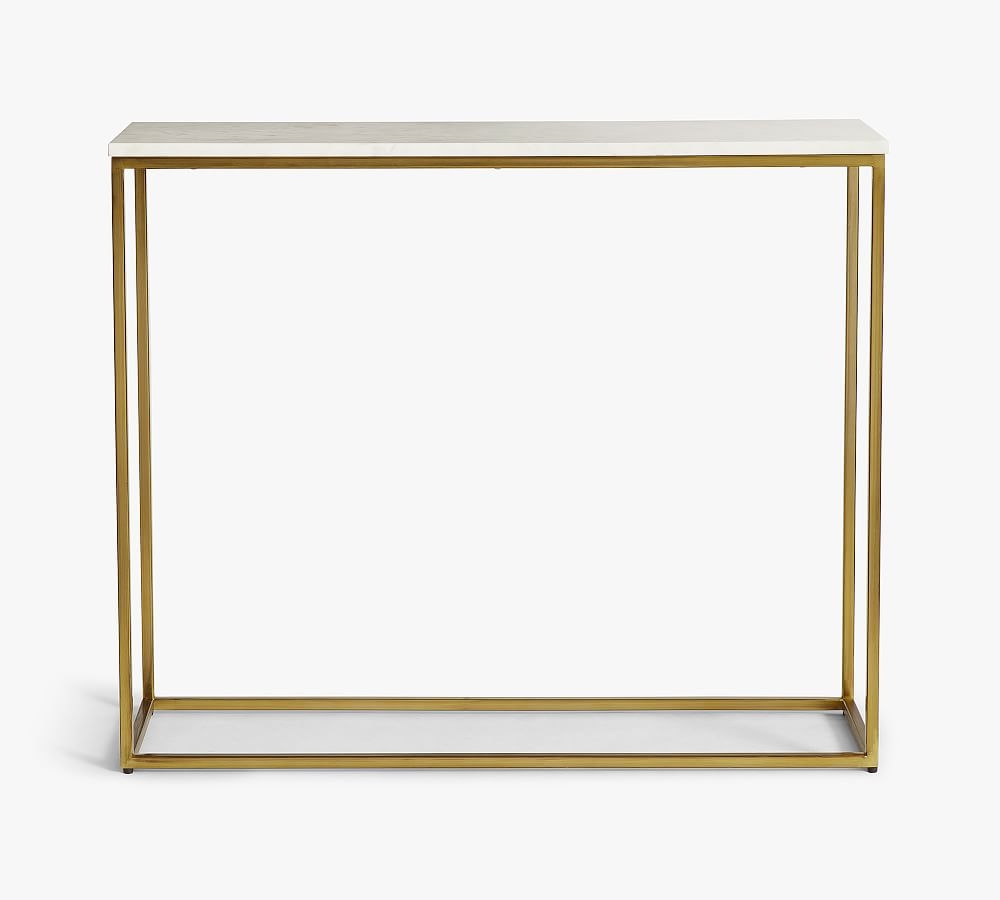 Delaney Marble 36" Console Table, Brass - Image 0
