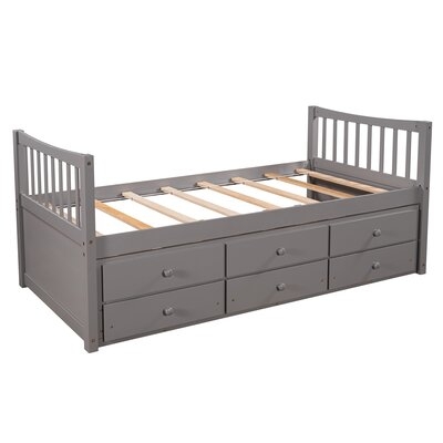 Daybed With Trundle And Drawers, Twin Size, Gray - Image 0
