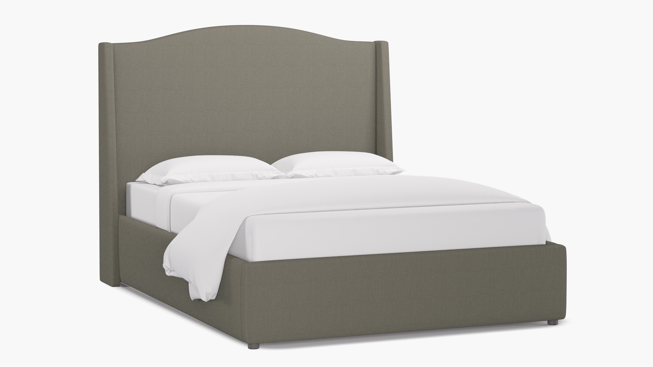 Curved Wingback Bed, Putty Everyday Linen, King - Image 1