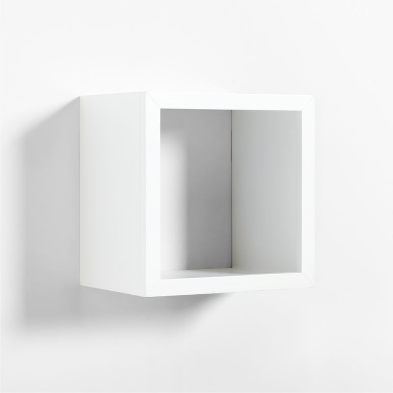 Ever Simple White Wood Floating Cube Shelf - Image 2