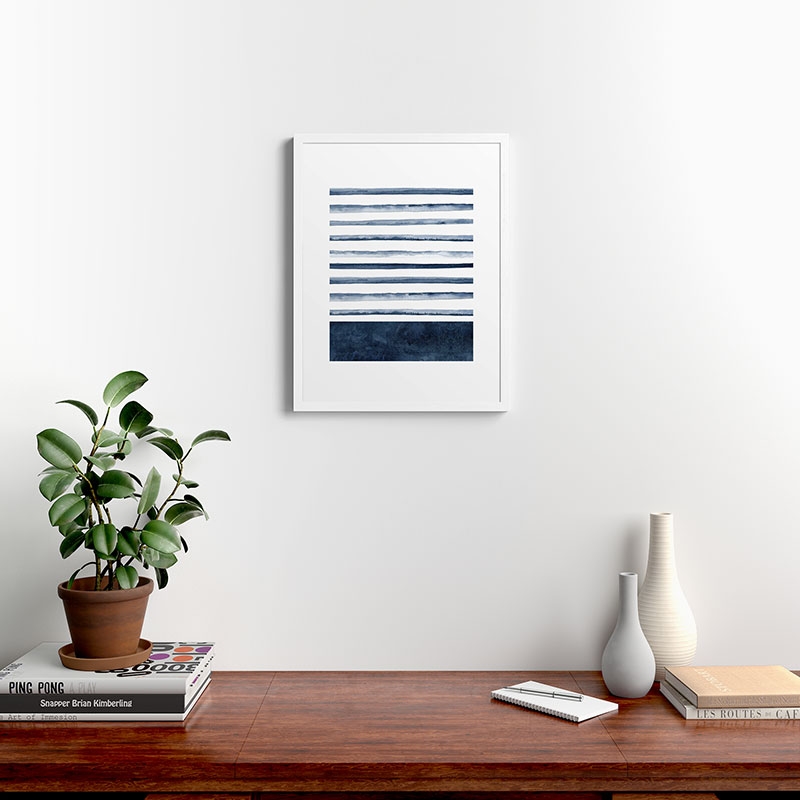 Stripes Watercolor Pattern by Kris Kivu - Framed Art Print Modern White 18" x 24" - Image 1